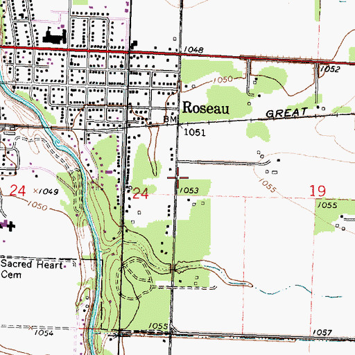 Topographic Map of First Baptist Church, MN