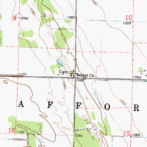 Topographic Map of Bethel Cemetery, MN