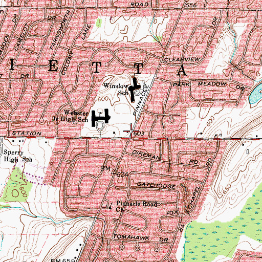 Topographic Map of School Number 2 (historical), NY