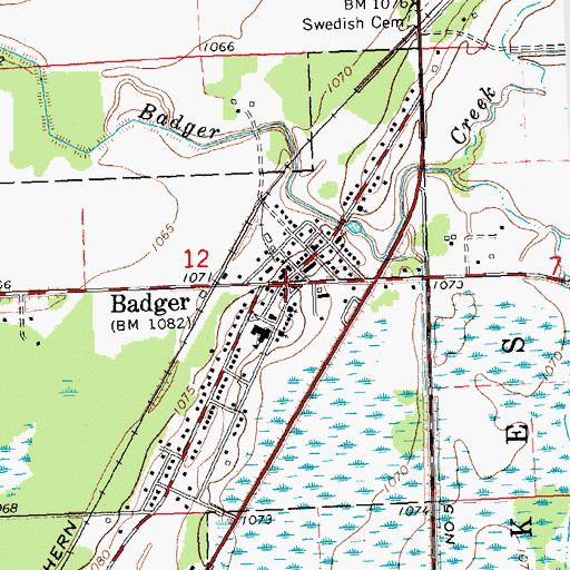 Topographic Map of Badger Creek Free Lutheran Church, MN
