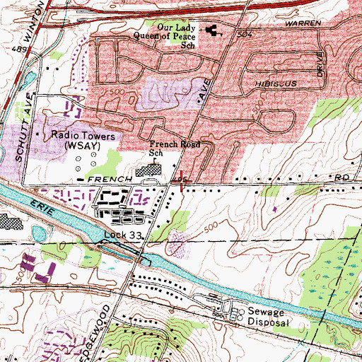 Topographic Map of School Number 9 (historical), NY