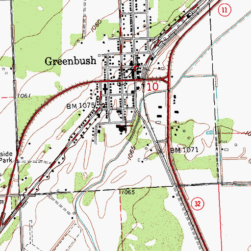 Topographic Map of Greenbush High School, MN