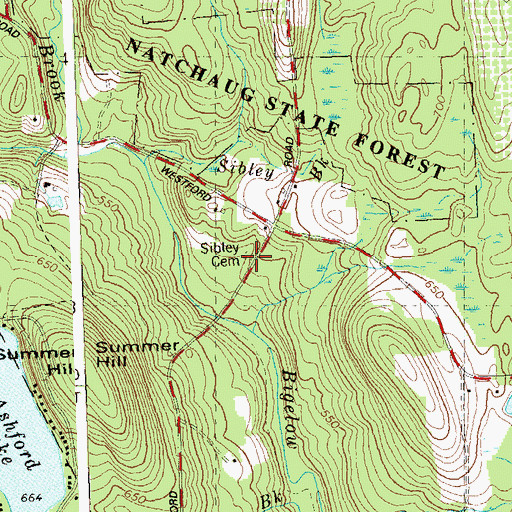 Topographic Map of Sibley Cemetery, CT