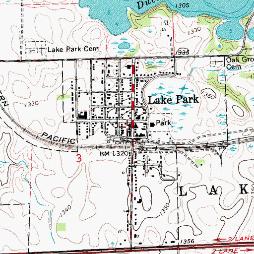 Topographic Map of Lake Park Police Department, MN