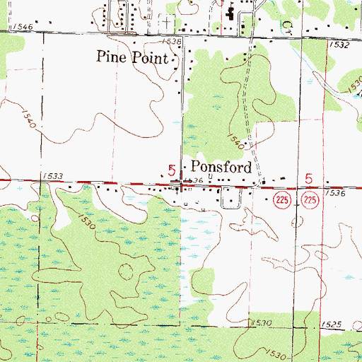 Topographic Map of Ponsford Post Office (historical), MN