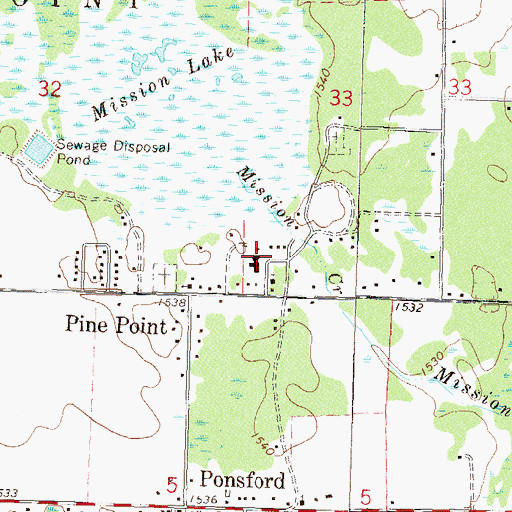 Topographic Map of Pine Point School, MN