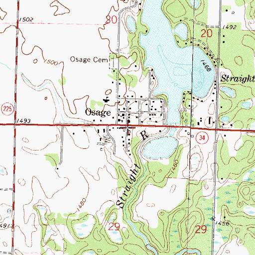 Topographic Map of Osage Post Office (historical), MN