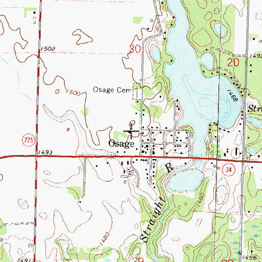 Topographic Map of Osage School, MN