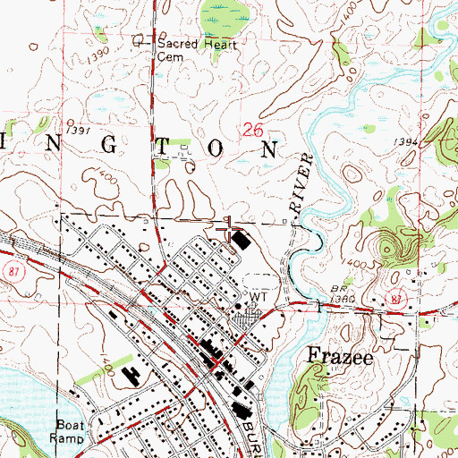 Topographic Map of Frazee Elementary School, MN