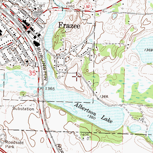 Topographic Map of Albertsons Lake Trailer Park, MN