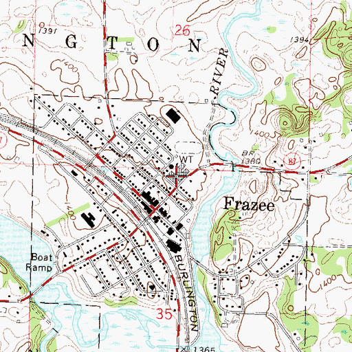 Topographic Map of Frazee Senior High School, MN