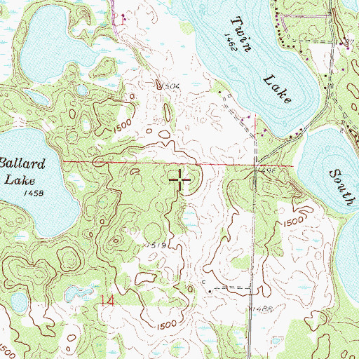 Topographic Map of Birchmere Resort and Campground, MN