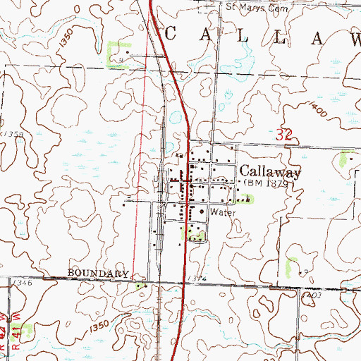 Topographic Map of Callaway City Hall, MN
