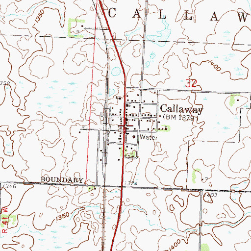 Topographic Map of Callaway Volunteer Fire Department, MN