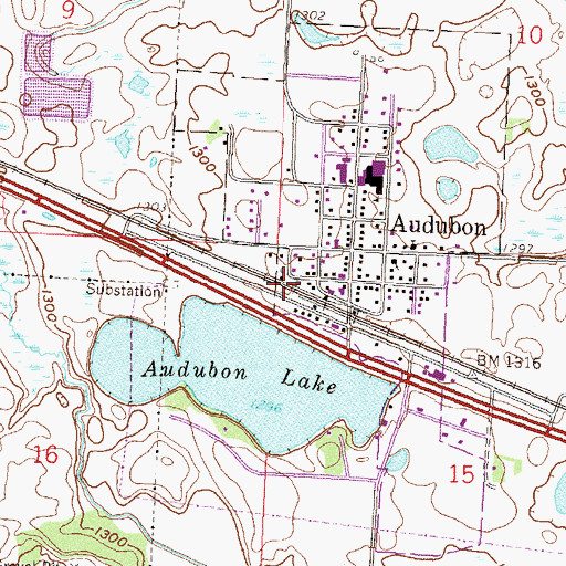Topographic Map of Audubon Station, MN