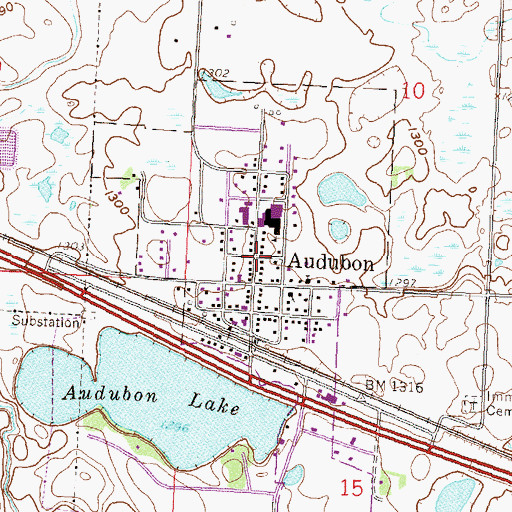 Topographic Map of Audubon Mobile Home Park, MN