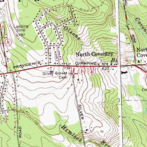 Topographic Map of Silver Street Cemetery, CT