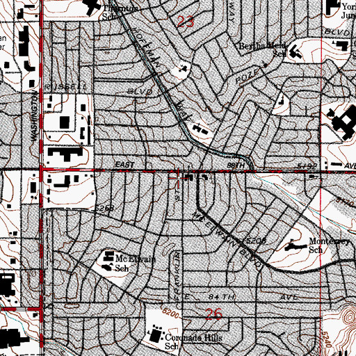 Topographic Map of Calvary Baptist Church, CO