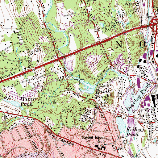 Topographic Map of Silvermine Brook, CT