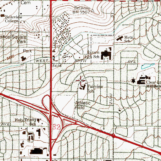 Topographic Map of Fairview Baptist Church, CO