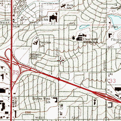 Topographic Map of First Spanish Foursquare Church, CO