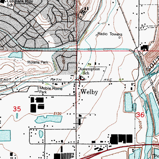 Topographic Map of Assumption of the Blessed Virgin Mary Catholic Church, CO