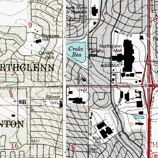 Topographic Map of Crossroads American Baptist Church, CO