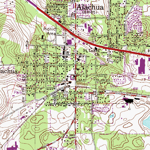 Topographic Map of First Baptist Church, FL