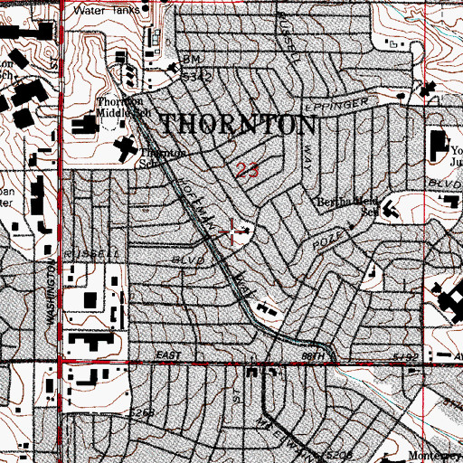 Topographic Map of Mountain View Lutheran Church, CO