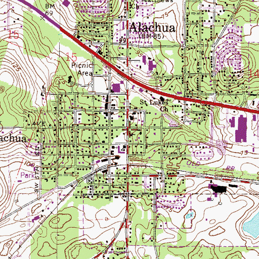 Topographic Map of First Presbyterian Church, FL