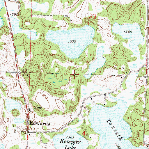 Topographic Map of Campers Cove, MN
