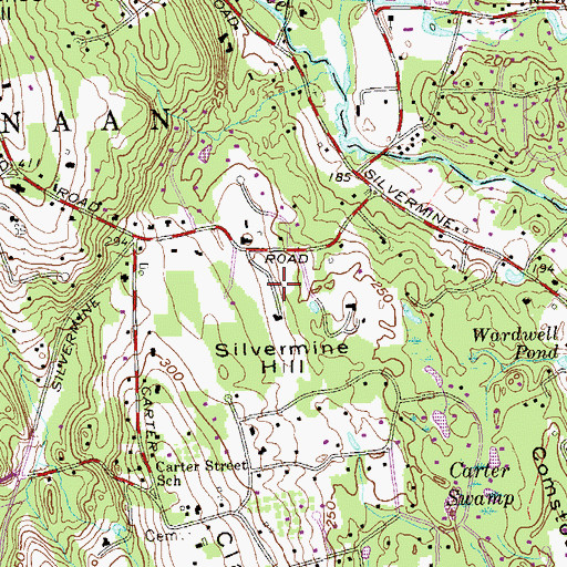 Topographic Map of Silvermine Hill, CT
