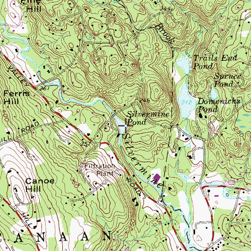 Topographic Map of Silvermine Pond, CT