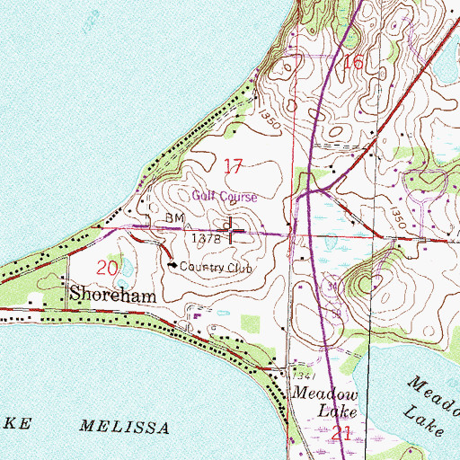 Topographic Map of Detroit Country Club, MN