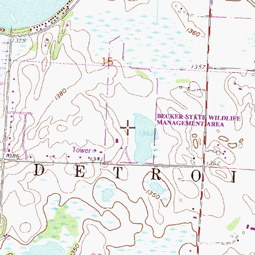 Topographic Map of Becker State Wildlife Management Area, MN
