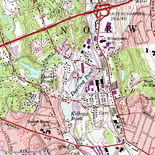 Topographic Map of Silvermine River, CT