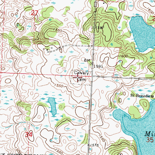 Topographic Map of Chief White Cloud State Monument, MN