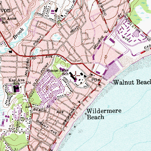 Topographic Map of Simon Lake School, CT