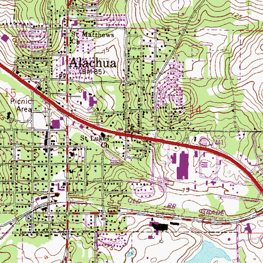 Topographic Map of Paradise United Methodist Church, FL