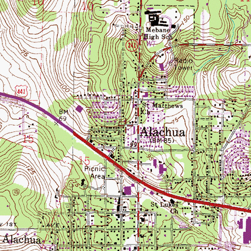 Topographic Map of Westside Church of God by Faith, FL