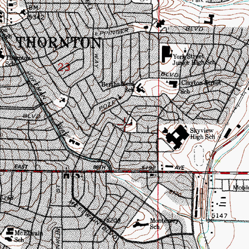 Topographic Map of Thornton United Methodist Church, CO