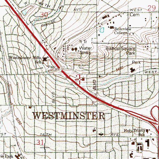 Topographic Map of Advent Lutheran Church, CO