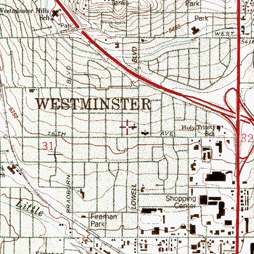 Topographic Map of First Baptist Church of Westminster, CO