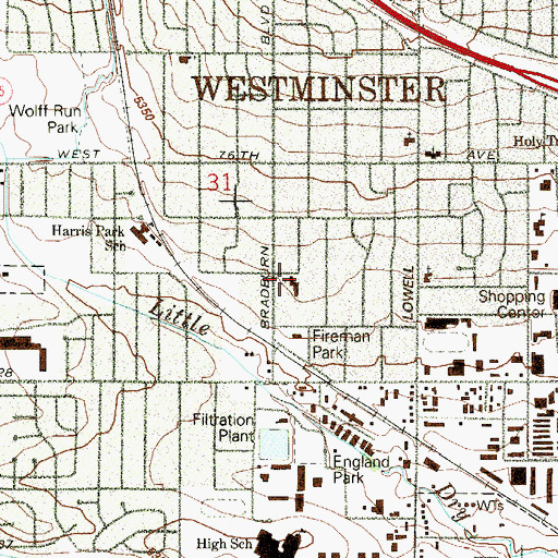 Topographic Map of Westminster Presbyterian Church, CO