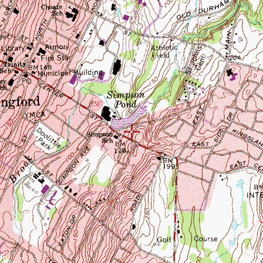 Topographic Map of Simpson Elementary School, CT