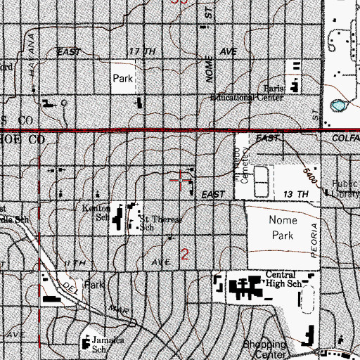 Topographic Map of Hope Lutheran Church, CO