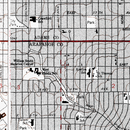 Topographic Map of Leake Memorial Methodist Church, CO