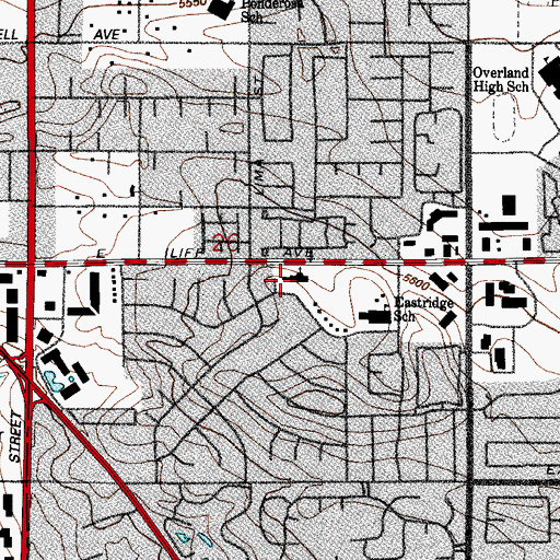 Topographic Map of Mount Olive Lutheran Church, CO