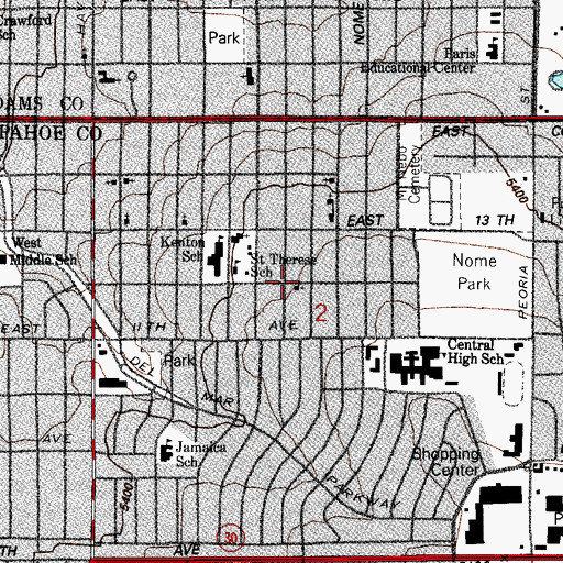 Topographic Map of Peaceful Rest Baptist Church, CO