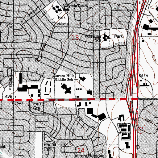 Topographic Map of Queen of Peace Catholic Church, CO